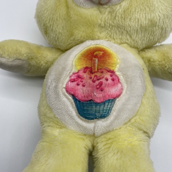 Vintage Care Bears Yellow 13" Birthday Bear Plush Cupcake Original 1983 Kenner - Picture 3 of 6
